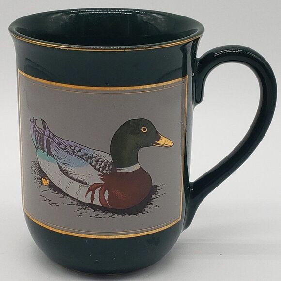Otagiri Vintage Green Gold Trim Mallard Duck Mug - Picture 1 of 8